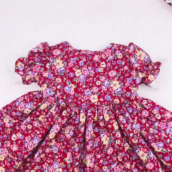 Pioneer Doll Dress & Bonnet, Handmade Outfit, For 18 Inch Dolls Rose Pink Floral - Picture 7 of 11